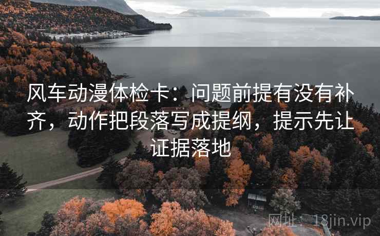 风车动漫体检卡:问题前提有没有补齐,动作把段落写成提纲,提示先让证据落地 风车动漫体检卡:问题前提有没有补齐,动作把段落写成提纲,提示先让证据落地